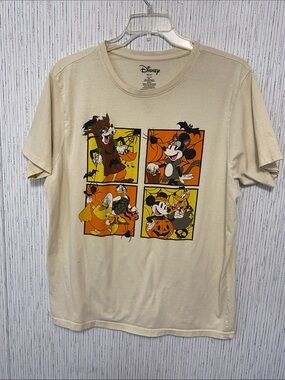 Disney Cream XL Short-Sleeve Halloween Panel Tee with Orange & Yellow Graphics